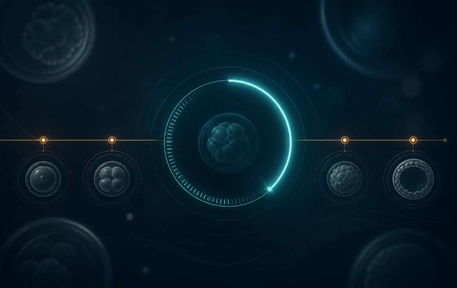 Countdown ring and cycle milestone timeline representing IVF lead triage and retention monitoring